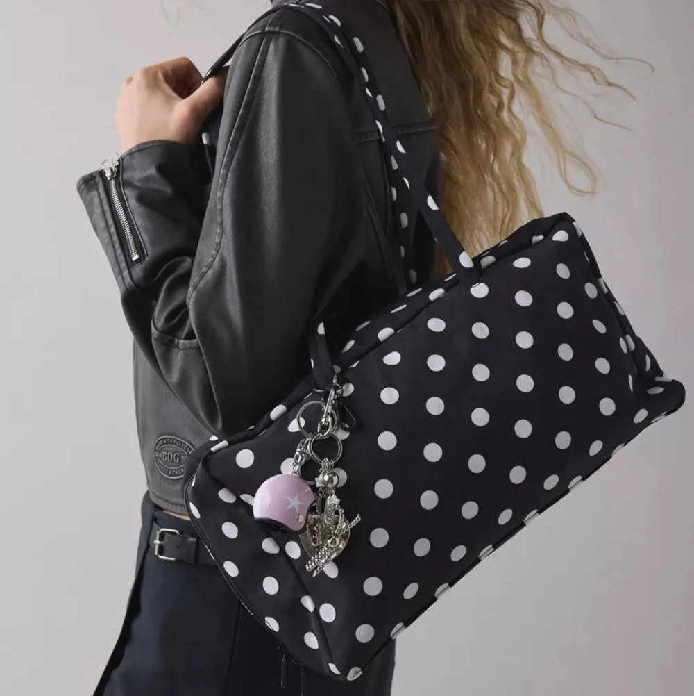 BAGGU Black and White Polka Dot Shoulder Bag